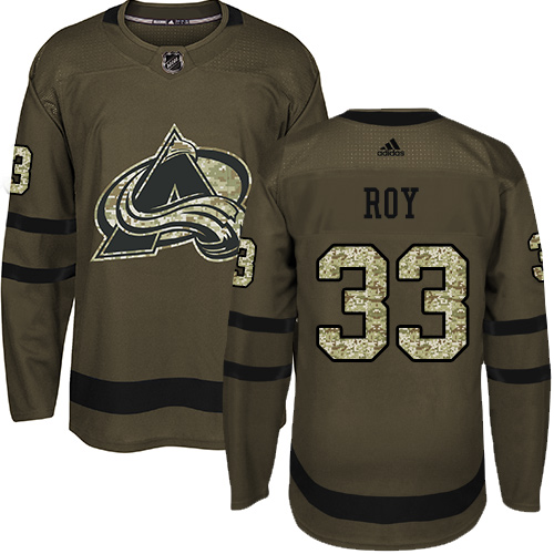 Adidas Avalanche #33 Patrick Roy Green Salute to Service Stitched Youth NHL Jersey - Click Image to Close